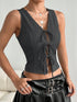 'Narskin' Tie Up V-Neck Tank Top - Celes Fashion